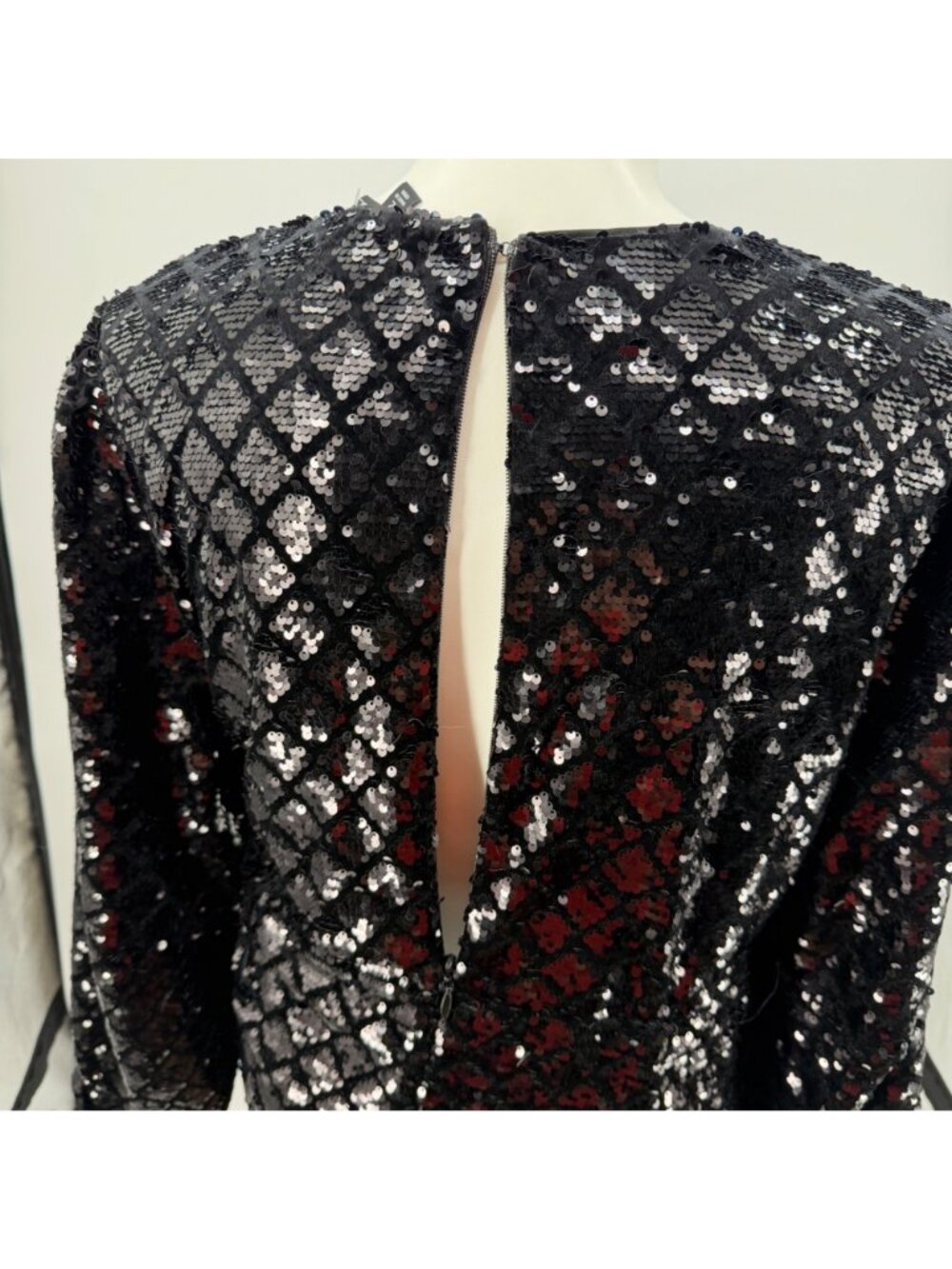 Torrid Black Sequin Surplice Mini Dress Size 22 Long Sleeve and Pockets New - Picture 8 of 12